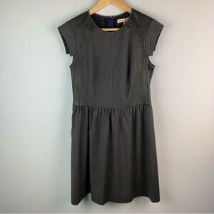 Rebecca Taylor women’s fit and flare dress leather size 6 dark gray